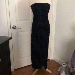 Black snake embossed velvet tub maxi dress size S-M elastic